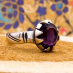 انگشتر آمیتیست الماس تراش نقره مردانه طرح سراج - Image 2