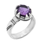 انگشتر آمیتیست الماس تراش نقره مردانه طرح سراج