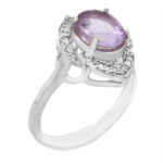 انگشتر آمیتیست الماس تراش نقره زنانه طرح سرودخت