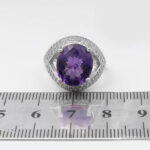 انگشتر آمیتیست الماس تراش نقره زنانه طرح شریفه - Image 3