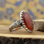 انگشتر عقیق سرخ نقره مردانه طرح یا ابالفضل العباس (ع) - Image 2