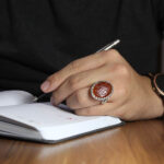 انگشتر عقیق سرخ نقره مردانه طرح یا ابالفضل العباس (ع) - Image 3