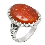 انگشتر عقیق سرخ نقره مردانه طرح یا ابالفضل العباس (ع)