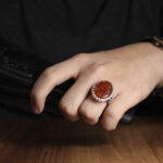 انگشتر عقیق سرخ نقره مردانه طرح یا ابالفضل العباس (ع) - Image 4