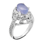 انگشتر عقیق کبود یمنی نقره زنانه طرح طوبی