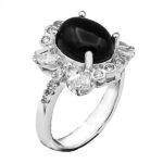 انگشتر عقیق مشکی نقره زنانه طرح حورا