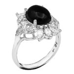 انگشتر عقیق مشکی نقره زنانه طرح سارین