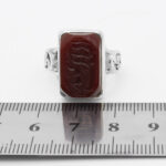 انگشتر عقیق سرخ نقره دست ساز مردانه طرح "الملک لله" - Image 3