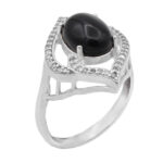 انگشتر عقیق مشکی نقره زنانه طرح شفیعه