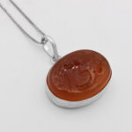 گردنبند عقیق سرخ نقره طرح "حسبی الله" + حرز امام جواد (ع) + تربت امام حسین (ع) - Image 2