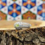 انگشتر زبرجد الماس تراش نقره زنانه طرح تابا - Image 2