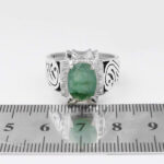 انگشتر زمرد زامبیا الماس تراش نقره دست ساز مردانه طرح آوند - Image 5