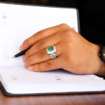 انگشتر زمرد زامبیا الماس تراش نقره دست ساز مردانه طرح آوند - Image 4