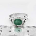 انگشتر زمرد زامبیا الماس تراش نقره دست ساز مردانه طرح ماهانا - Image 4