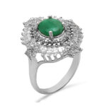 انگشتر زمرد الماس تراش نقره زنانه طرح ساها