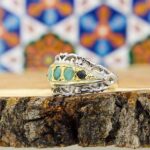 انگشتر زمرد زامبیا الماس تراش نقره دست ساز مردانه طرح فرادین - Image 5