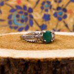 انگشتر زمرد زامبیایی الماس تراش نقره زنانه طرح سلوا - Image 2