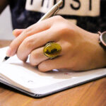 انگشتر حدید صینی نقره مردانه طرح دورطلایی "اذکار متبرکه" - Image 4