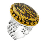 انگشتر حدید صینی نقره مردانه طرح رولکسی "لا فتی الا علی (ع)"