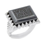 انگشتر حدید صینی نقره مردانه طرح "یا رقیه الشهیده (س)"