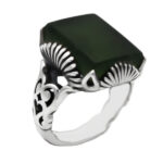 انگشتر یشم نقره مردانه طرح مستطیلی بهمن