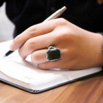 انگشتر یشم نقره مردانه طرح مستطیلی بهمن - Image 4