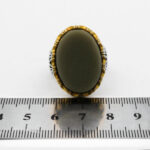 انگشتر یشم نقره مردانه طرح دور طلایی مؤید - Image 2