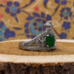 انگشتر یشم نقره زنانه طرح منصوره - Image 3