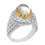 انگشتر در نجف نقره مردانه طرح دور طلایی مهرکام