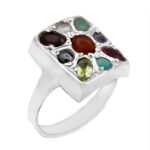 انگشتر چند سنگ نقره زنانه و مردانه دست ساز طرح کیازر + حرز امام جواد (ع)