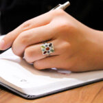 انگشتر چند سنگ نقره زنانه و مردانه دست ساز طرح کیازر + حرز امام جواد (ع) - Image 4