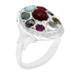 انگشتر چند سنگ نقره زنانه و مردانه دست ساز طرح کیانرخ + حرز امام جواد (ع)