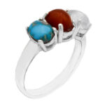 انگشتر چند سنگ نقره زنانه طرح کیهانه