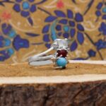 انگشتر چند سنگ نقره زنانه طرح گرامی - Image 2