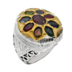 انگشتر چند سنگ نقره مردانه طرح ماکان