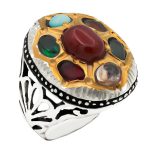 انگشتر چند سنگ نقره مردانه طرح ماندگار