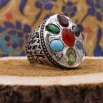 انگشتر چند سنگ نقره مردانه طرح ماهتا - Image 4