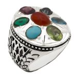 انگشتر چند سنگ نقره مردانه طرح ماهتا