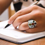 انگشتر چند سنگ نقره مردانه طرح ماهتا - Image 2