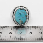 انگشتر فیروزه نیشابوری نقره دست ساز مردانه طرح فیلی دور چنگ - Image 3