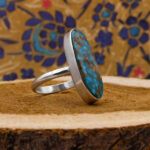 انگشتر فیروزه نیشابوری نقره دست ساز مردانه و زنانه طرح مازار + حرز امام جواد (ع) - Image 2