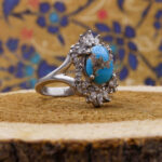 انگشتر فیروزه نیشابوری نقره زنانه طرح منیعه - Image 2