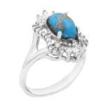 انگشتر فیروزه نیشابوری نقره زنانه طرح منیعه