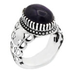 انگشتر آمیتیست نقره مردانه طرح کامین