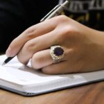 انگشتر آمیتیست الماس تراش نقره دست ساز مردانه طرح دور طلایی کیا - Image 3