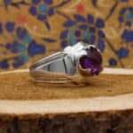 انگشتر آمیتیست الماس تراش نقره دست ساز مردانه طرح معاذ - Image 2