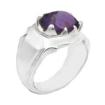 انگشتر آمیتیست الماس تراش نقره دست ساز مردانه طرح معاذ