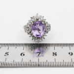 انگشتر آمیتیست الماس تراش نقره زنانه طرح مفیده - Image 3