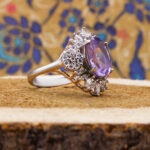 انگشتر آمیتیست الماس تراش نقره زنانه طرح مفیده - Image 2