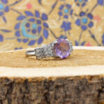 انگشتر آمیتیست الماس تراش نقره زنانه طرح مقبوله - Image 2